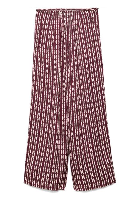 Pantaloni palazzo con stampa grafica in rosso Forte Forte - donna